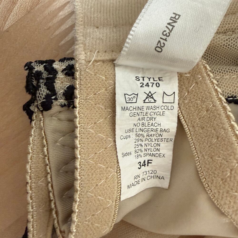 Frederick’s of Hollywood Beige Black Lace Underwire Bra | 34F - Picture 6 of 6